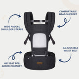 Hopop Elite 5-in-1 Hip Seat Baby Carrier 4-36 Months Khaki