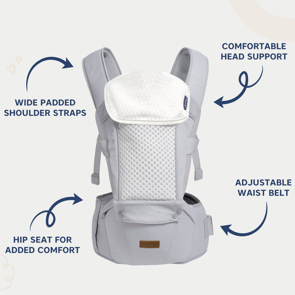 Hopop Elegant 5-in-1 Hip Seat Baby Carrier 4-36 Months Black