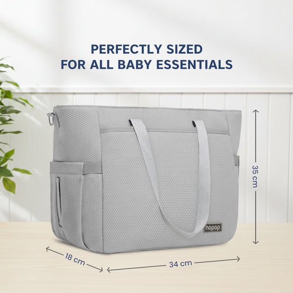 Hopop Tote Diaper Bag with Changing Mat Large – Grey
