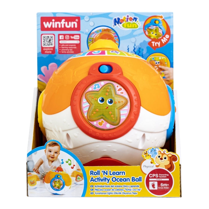 Winfun Roll 'N Learn Activity Ocean Ball Musical Crawling Toy 9M+