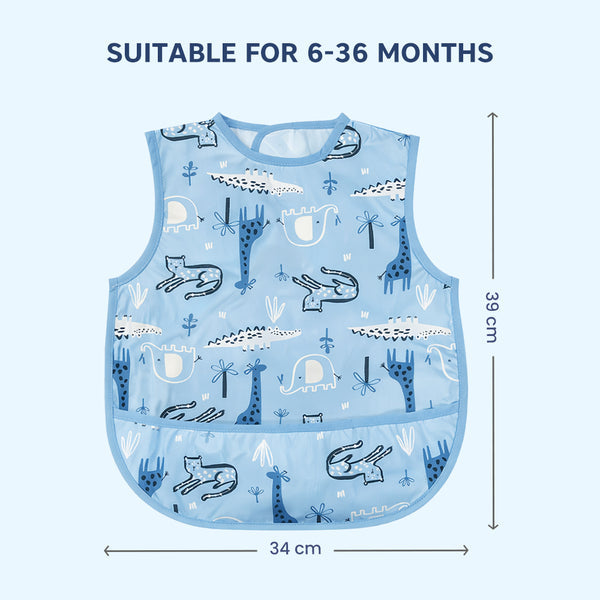 HopopEasy-Clean Waterproof Baby Bib with Food Catcher Pocket Asorted