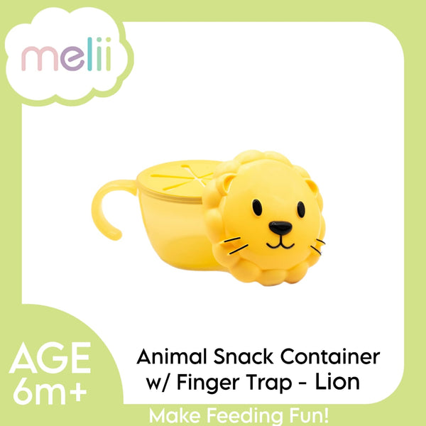 Melii Snack Container with Finger Trap Lion- Yellow