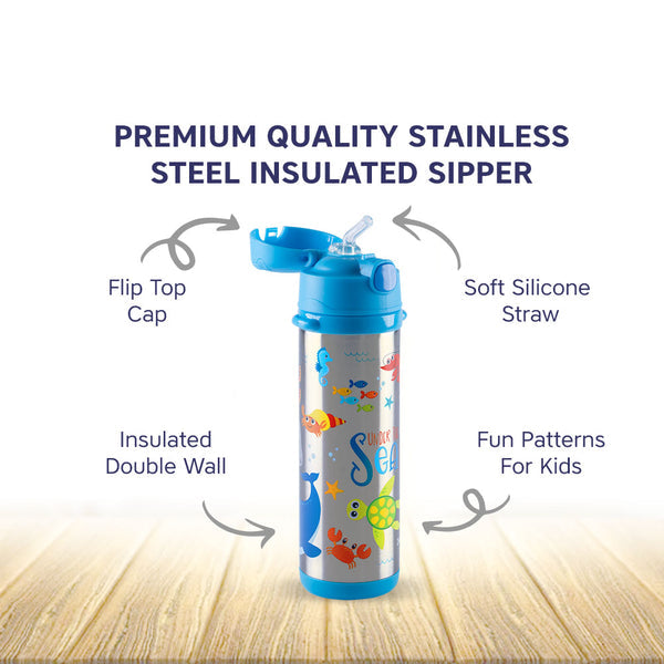 Hopop Insulated Stainless Steel Sipper Water Bottle 480 ml Assorted