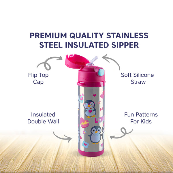 Hopop Insulated Stainless Steel Sipper Water Bottle 480 ml Assorted