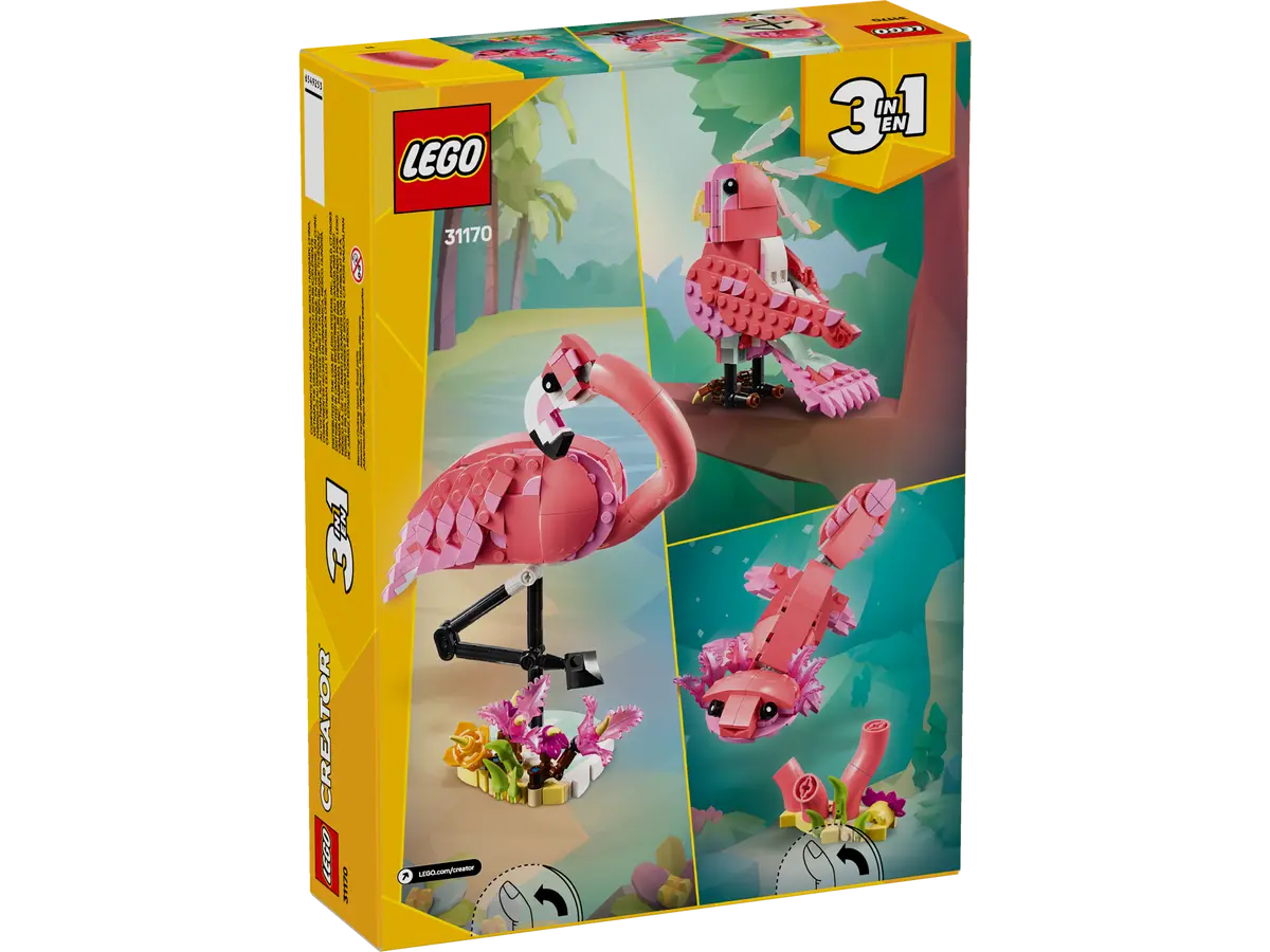 LEGO Creator 3in1 Wild Animals Pink Flamingo 288 Pieces Pink