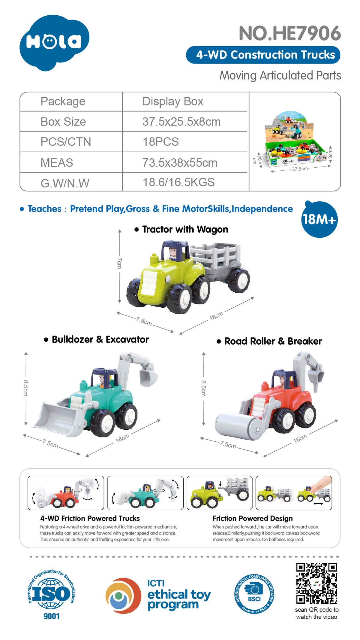 Hola 4-WD Construction Trucks/ Series ( 1 each )