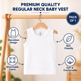 Hopop Baby Round Neck Sleeveless Cotton Vest Pack of 1 White