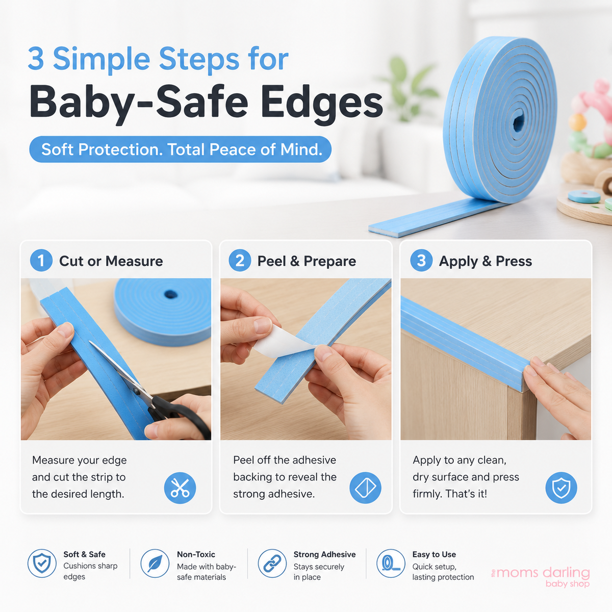 Weikang Baby Safety Flat Soft Cushion Corner Guard – 2 Mtr
