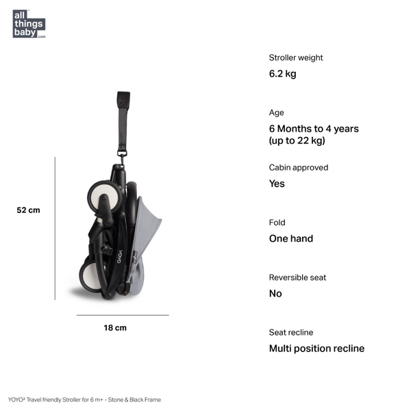 Babyzen Stroller YOYO² with 6+ Color Pack - Black Frame - Stone