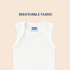 Hopop Envelope Neck Sleeveless Solid Patterned Cotton Vest - White