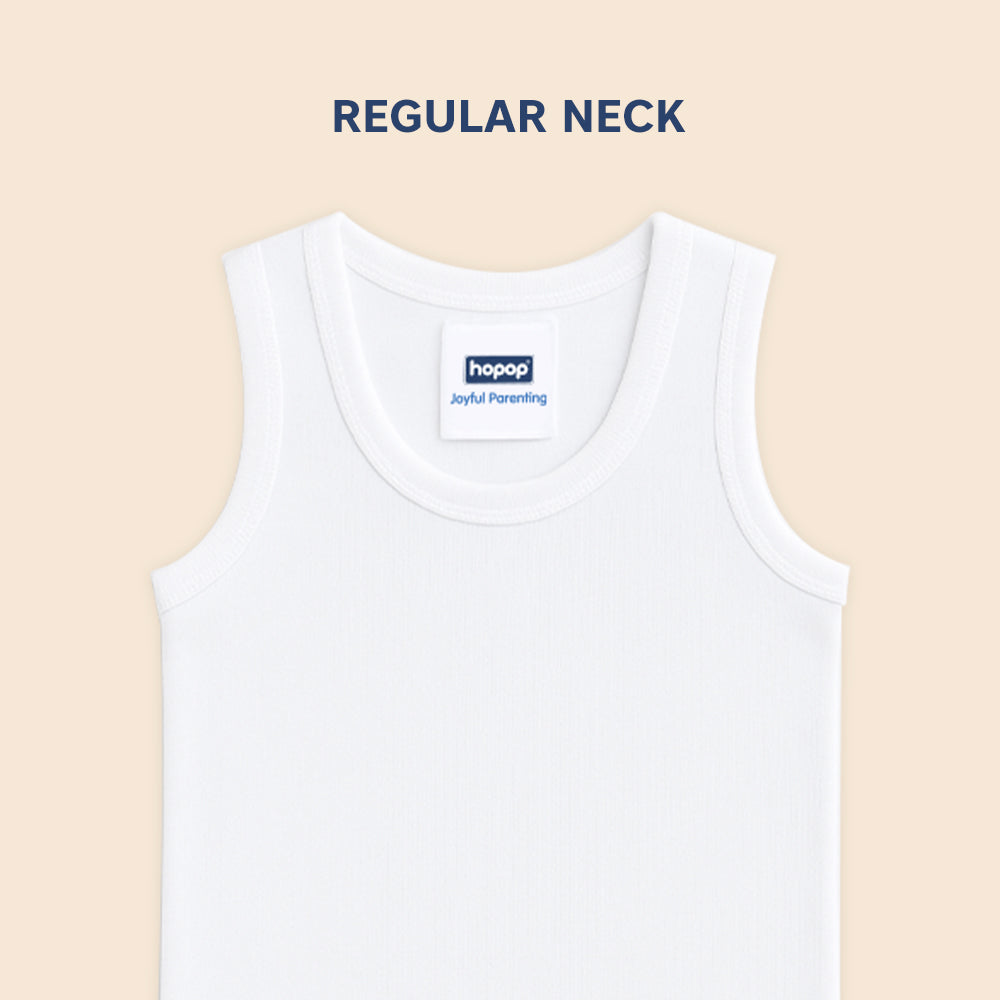 Hopop Baby Round Neck Sleeveless Cotton Vest 0–3M to 6–7Y – White