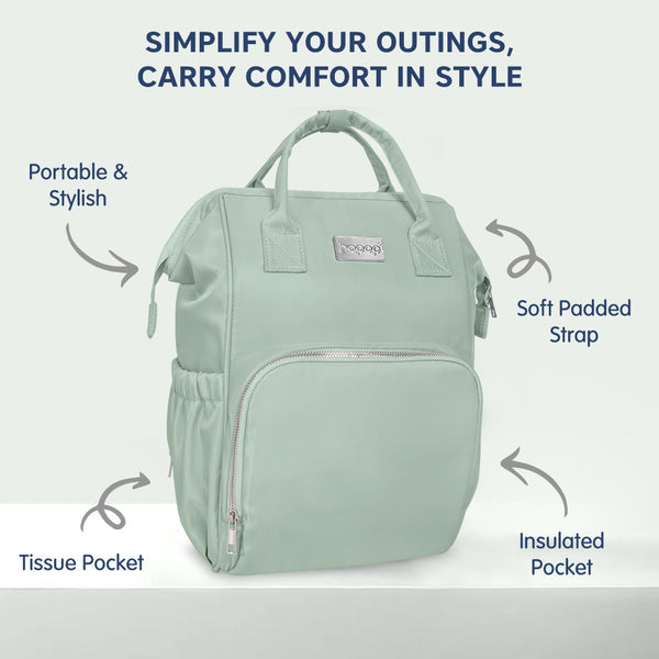 Hopop Portable & Stylish Travel Friendly Spacious Baby Diaper Bag One Size – Green