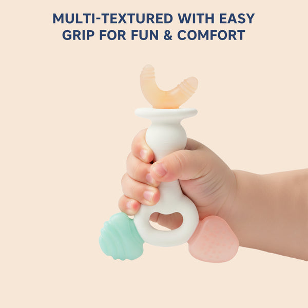 Hopop Silicone Baby Teether | Sensory Chew Toy for Gum Relief | Pack of 1- Assorted