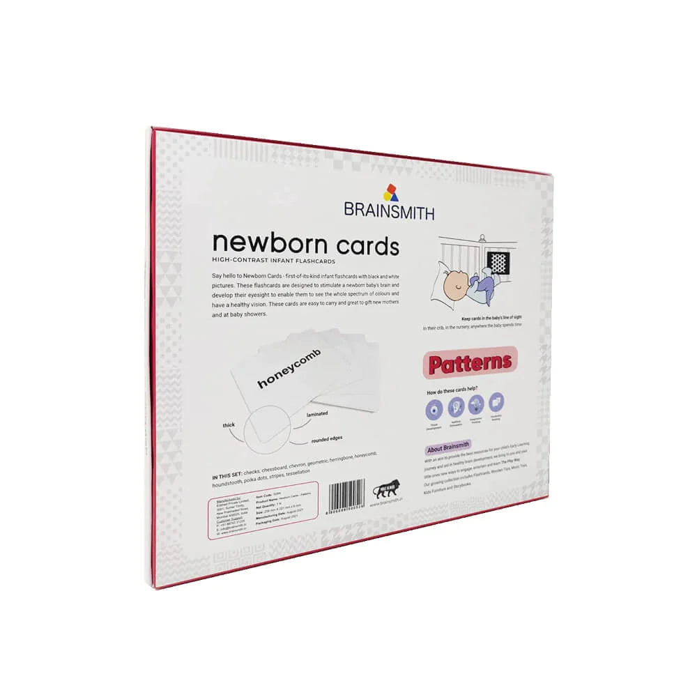Brainsmith Patterns Newborn High Contrast Flash Cards Set of 10 Cards 26 × 22 cm Black & White