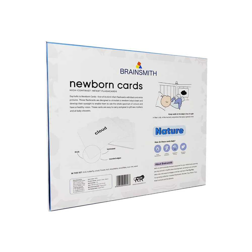 Brainsmith Nature Newborn High Contrast Flash Cards Set of 10 Cards 26 × 22 cm Black & White