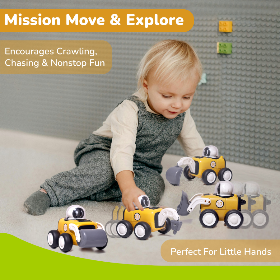 R For Rabbit Orapple Rover 4-Piece Mini Construction Vehicle Set Of 4 12M+