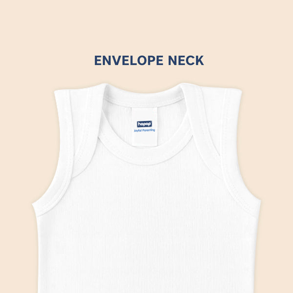 Hopop Envelope Neck Sleeveless Cotton Vest - White