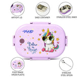 Youp Stainless Steel Purple Color Kids Lunch Box - Unicorn Theme
