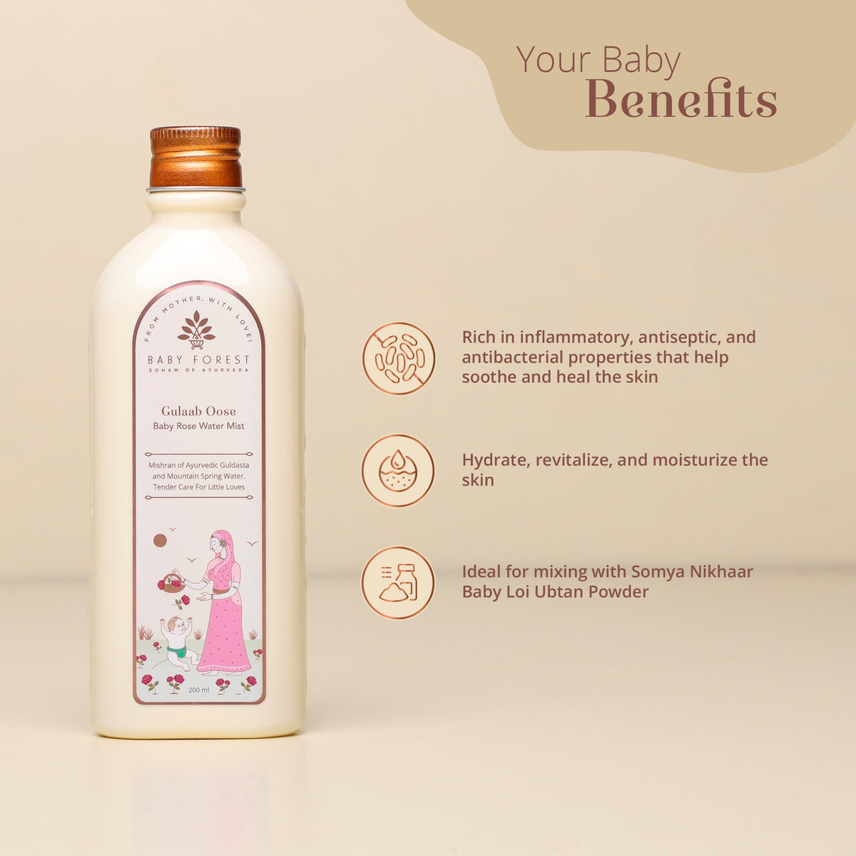 Baby Forest Gulaab Oose Baby Rose Water Mist with Vitamin E – 200 ml