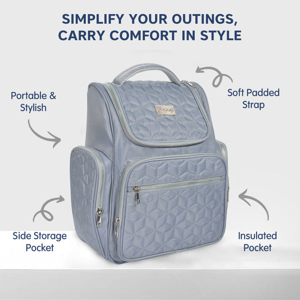 Hopop Portable & Stylish Baby Diaper Bag Travel Friendly & Spacious Grey