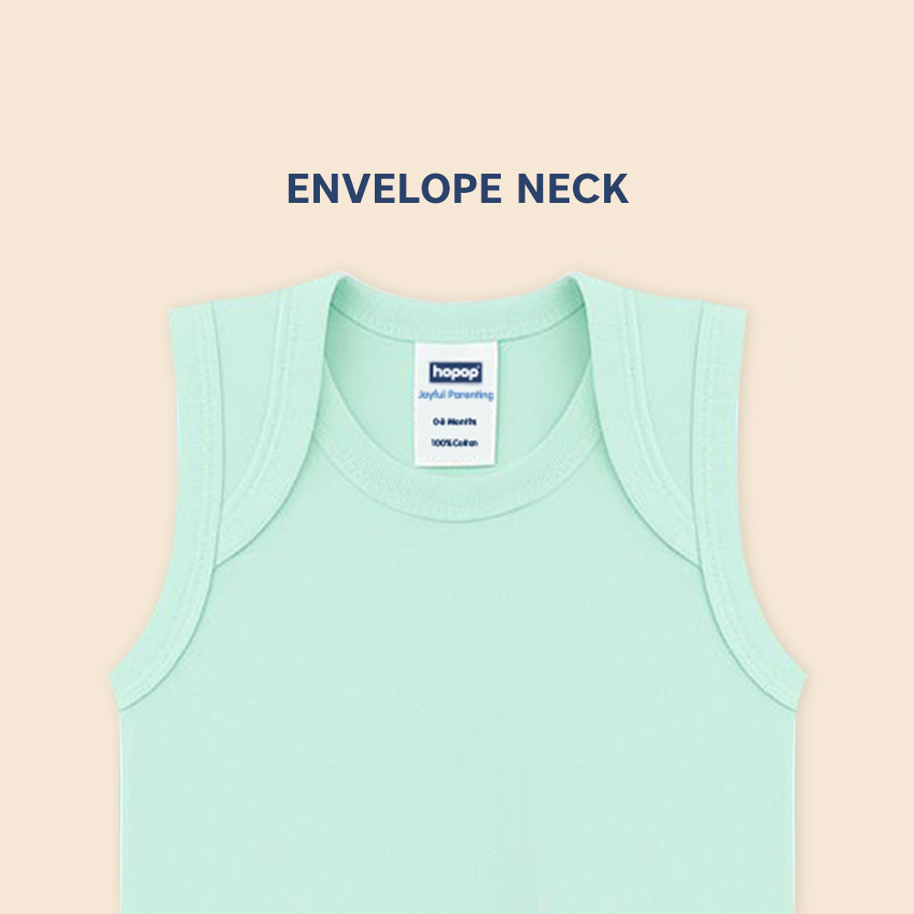 Hopop Baby Envelope Neck Sleeveless Cotton Vest Preemie–2Y – Multicolor