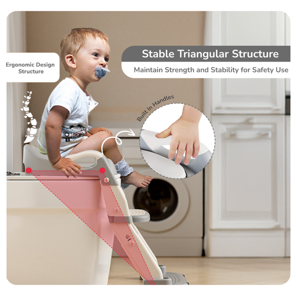 R For Rabbit Hilltop Step Stool and Potty Seat 2 in 1 Grey White