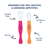 Hopop Silicone Baby Self-Feeding Spoons Pack of 2 Pink & Orange