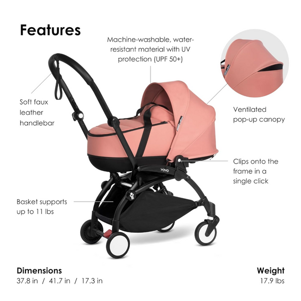 Babyzen Stroller YOYO² With bassinet - Black Frame Ginger