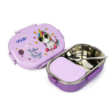 Youp Stainless Steel Purple Color Kids Lunch Box - Unicorn Theme