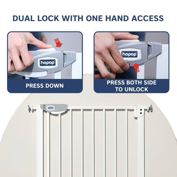 Hopop Baby Safety Gate Two-Way Auto-Close 75x85cm White