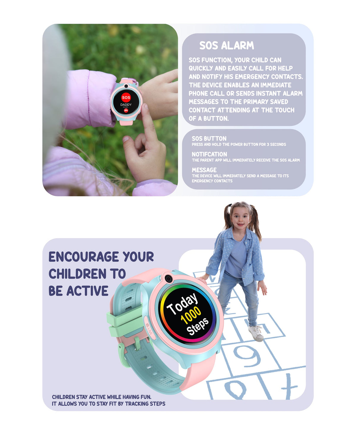 Spiky Cacus 4g Video & Voice Calling Smartwatch with GPS - Pink