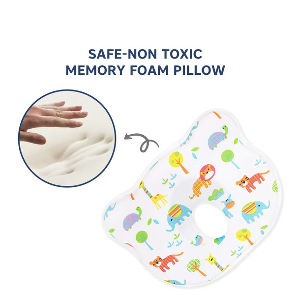 Hopop Memory Foam Baby Flat Head Shaping Pillow - Jungle