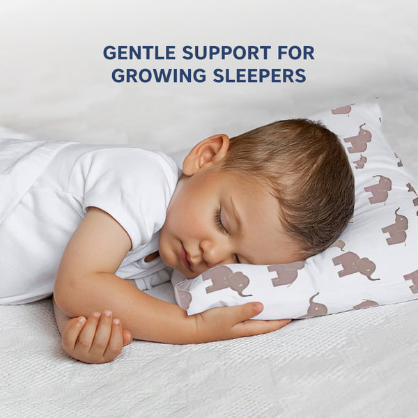 Hopop Soft & Breathable Premium Cotton Toddler Pillow with Pillowcase - Assorted