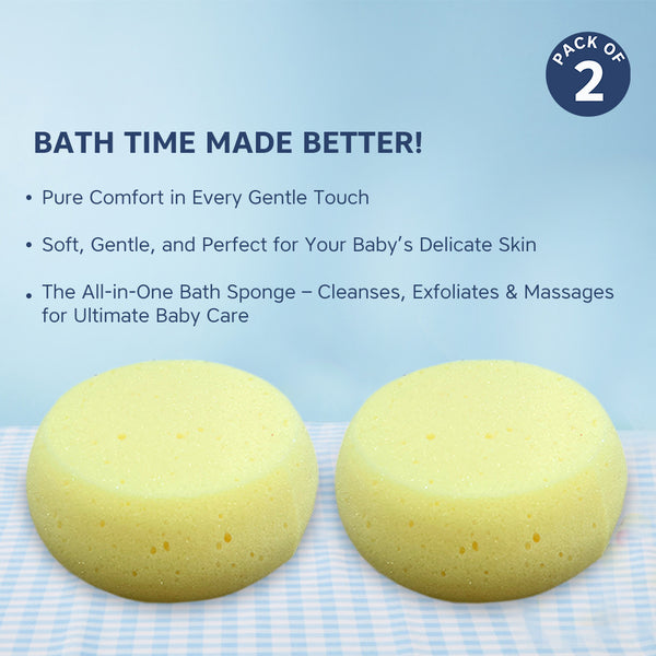 Hopop Soft & Gentle Baby Bath Sponge Pack of 2 Newborn+ – Assorted