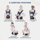 Hopop Elite 5-in-1 Hip Seat Baby Carrier 4-36 Months Khaki