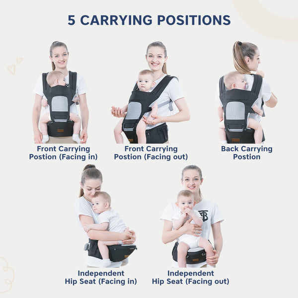 Hopop Elite 5-in-1 Hip Seat Baby Carrier 4-36 Months Khaki
