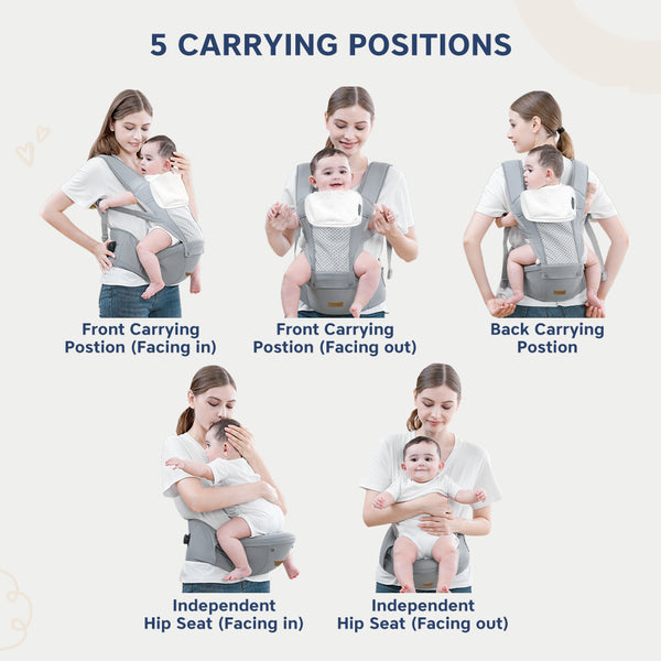 Hopop Elegant 5-in-1 Hip Seat Baby Carrier 4-36 Months Black