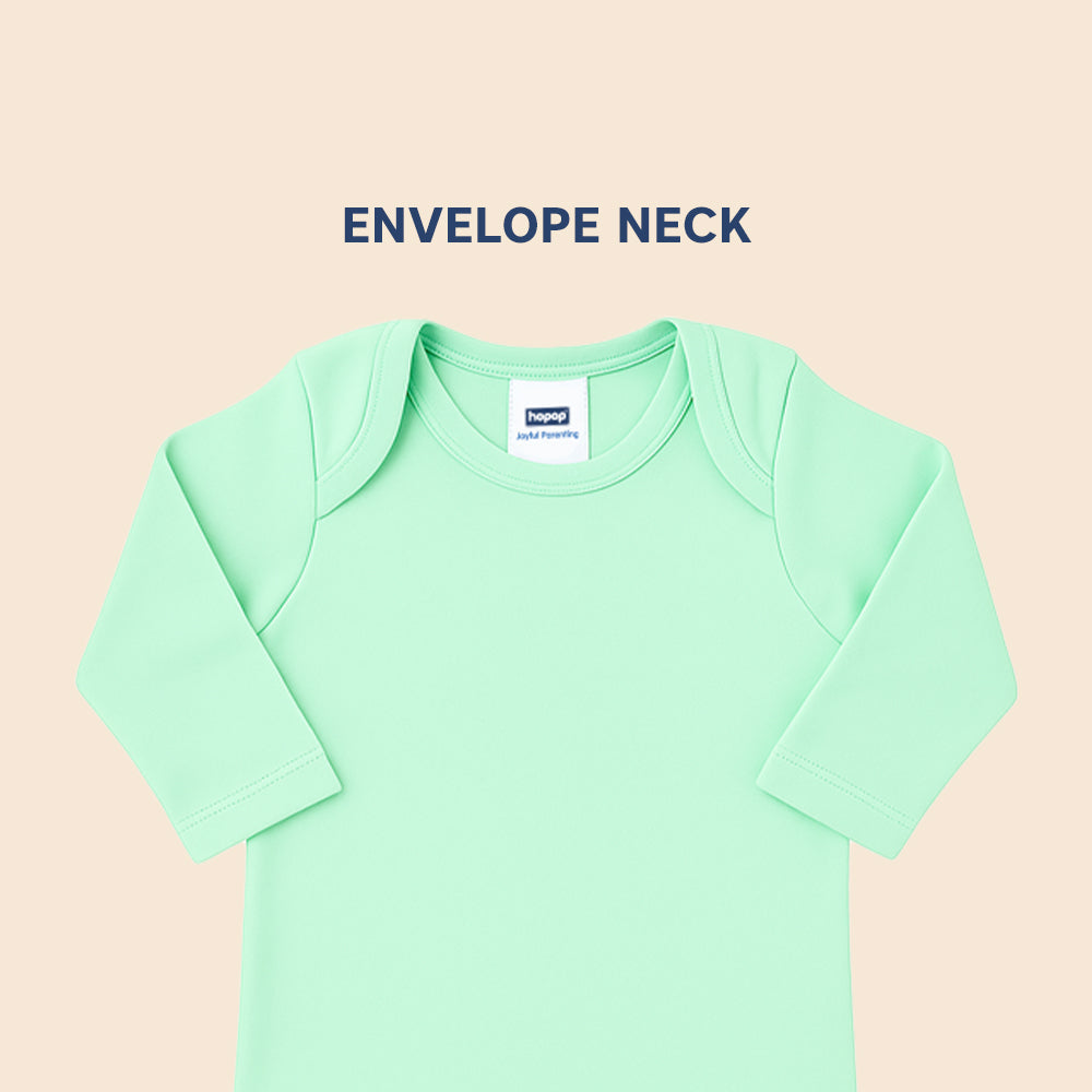 Hopop Baby Envelope Neck Full Sleeve Cotton Vest Single Piece Preemie–2Y – Multicolor