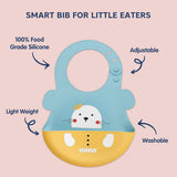 Hopop Easy Clean Waterproof Silicone Bib with Crumb Catcher 6M+ Assorted Print