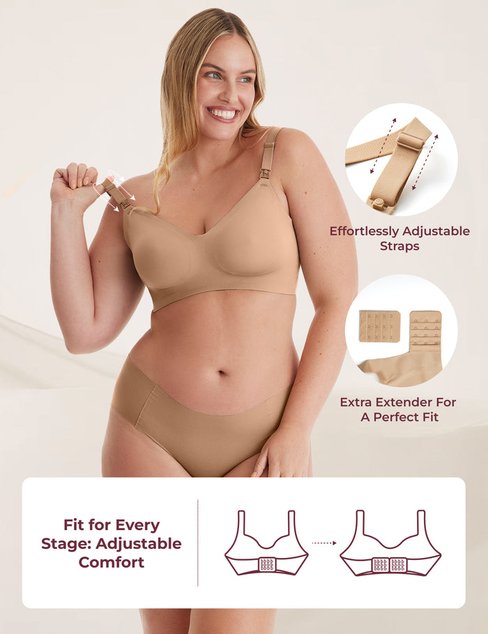 Momcozy YN21 Ultra Soft Seamless Nursing Bra - S - Beige