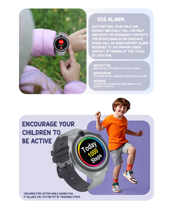 Spiky Cacus 4g Video & Voice Calling Smartwatch with GPS - Black