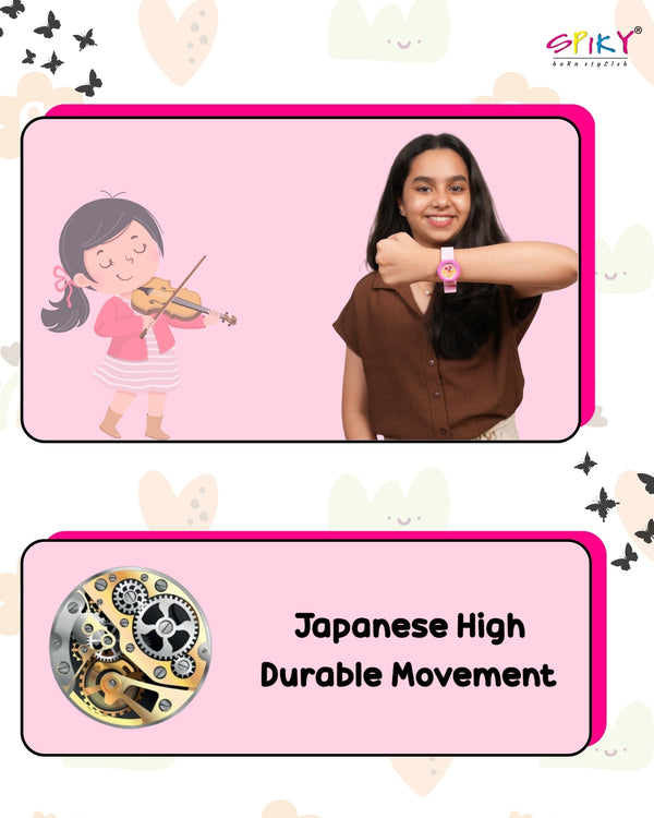 Spiky Round Analog Watch for Kids Boys and Girls EVA42 - Pink