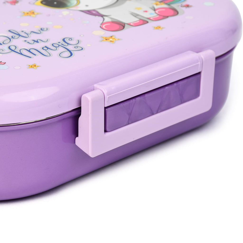 Youp Stainless Steel Purple Color Kids Lunch Box - Unicorn Theme