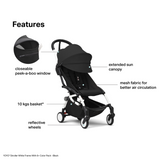 Babyzen Stroller YOYO³ with 6+ Color Pack - White Frame - Black