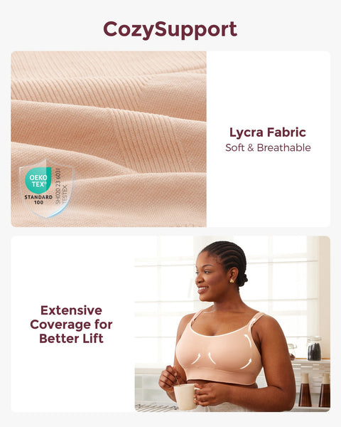 Momcozy 4-in-1 Hands-Free Pumping Bra with Fixed Padding XL – oyster pink