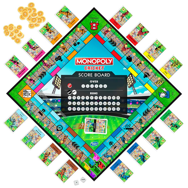 Hasbro Gaming Monopoly Cricket Themed Board Game | For Families And Kids | Ages 8+ | 2 To 6 Players Board Game Accessories Board Game