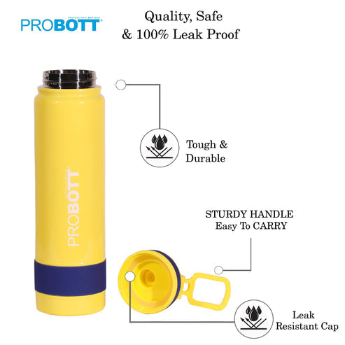 Probott Rainbow Insulated Stainless Steel Water Bottles Yellow - 700ml