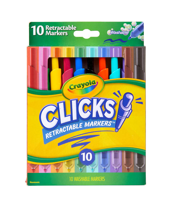 Crayola 10ct Clicks Retractable Markers: Washable Fine Point,