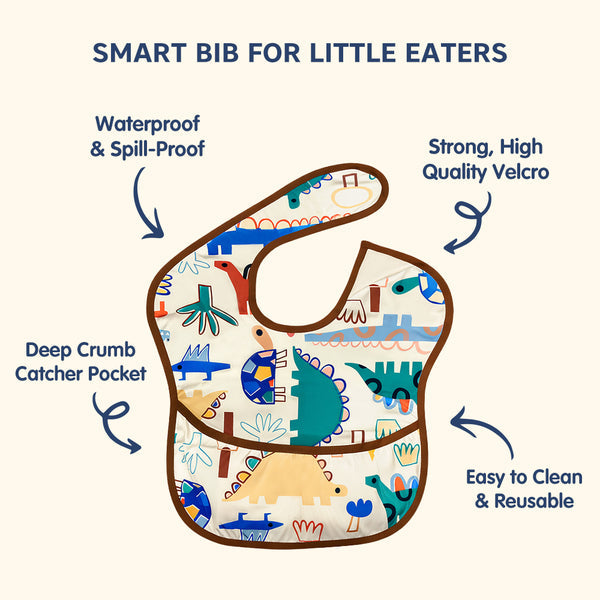 HopopEasy-Clean Waterproof Baby Bib with Food Catcher Pocket Asorted