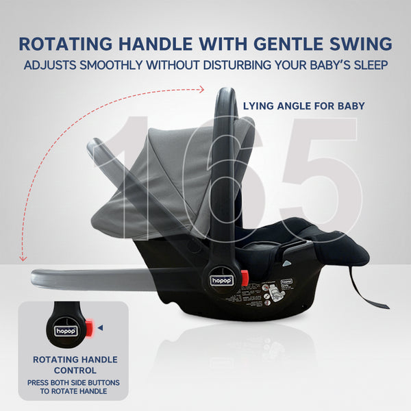 Hopop 4 in 1 Multi-Purpose Comfy Infant Car Seat for Baby - Black Grey